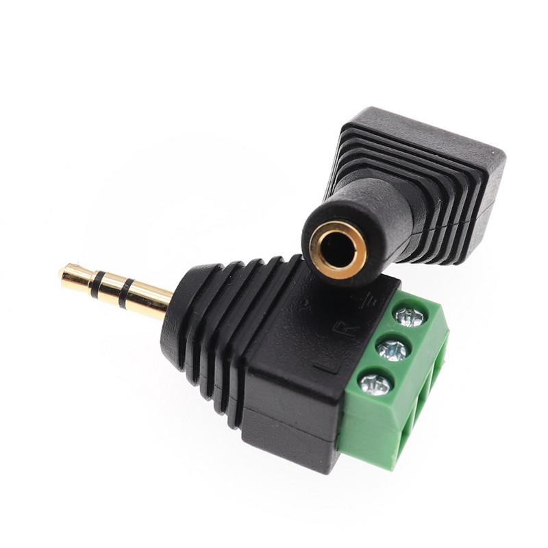 1 poros vyriškas ir moteriškas vaizdo AV Balun 3,5 mm 3/4 polių stereofoninis kištukas su AV varžtiniu gnybtu Stereo lizdas 3,5 mm moteriškas 3/4 kontaktų gnybtų blokas