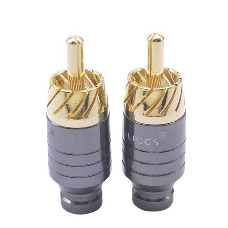 4 τεμ/2 ζεύγη Budweiser Gun χρώματος επίχρυση κεφαλή RCA συγκολλημένη κεφαλή Lotus βύσμα AV Κεφαλή βίντεο Κεφαλή ήχου εισαγωγή μικρή οπή ουράς