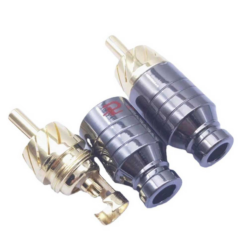 4 τεμ/2 ζεύγη Budweiser Gun χρώματος επίχρυση κεφαλή RCA συγκολλημένη κεφαλή Lotus βύσμα AV Κεφαλή βίντεο Κεφαλή ήχου εισαγωγή μικρή οπή ουράς