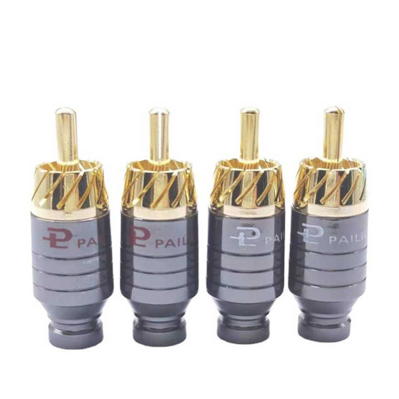 4 τεμ/2 ζεύγη Budweiser Gun χρώματος επίχρυση κεφαλή RCA συγκολλημένη κεφαλή Lotus βύσμα AV Κεφαλή βίντεο Κεφαλή ήχου εισαγωγή μικρή οπή ουράς