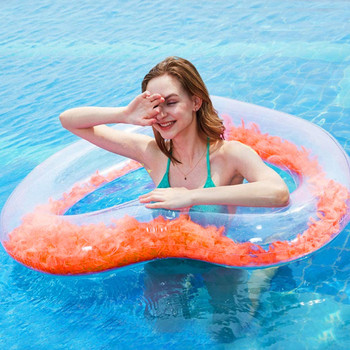 Summer Pool Tube Плувен пръстен Надуваем спасителен пръстен за подмишниците PVC Love Feather Pool Floating Ring Thicken for Water Game Sports
