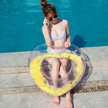 Δαχτυλίδι κολύμβησης Summer Pool Tube Φουσκωτό σωσίβιο δαχτυλίδι μασχάλης PVC Love Feather Pool Floating Ring Thicken for Water Game Sports