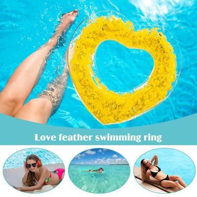 Summer Pool Tube Плувен пръстен Надуваем спасителен пръстен за подмишниците PVC Love Feather Pool Floating Ring Thicken for Water Game Sports