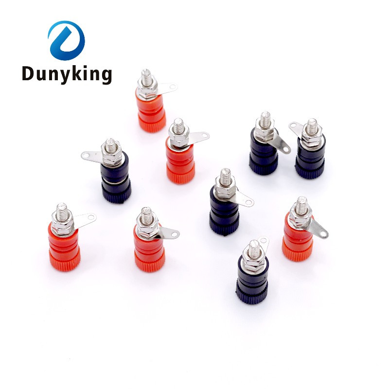 10db 4 mm-es piros-fekete banánaljzat Professzionális kötőanya banándugós csatlakozódugó nikkelezett 4 mm-es banándugóhoz