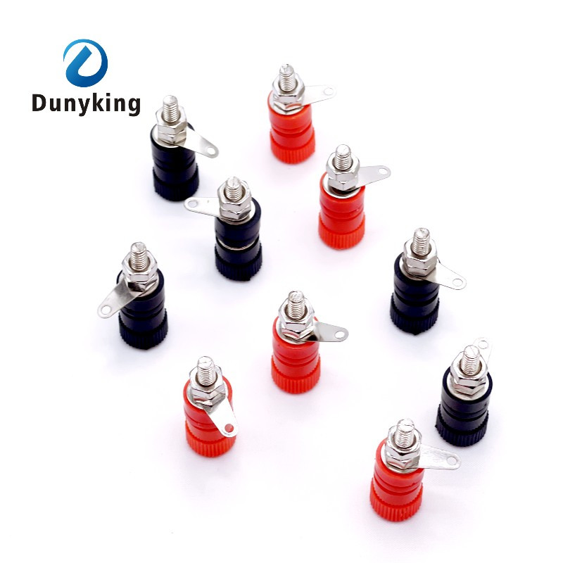 10db 4 mm-es piros-fekete banánaljzat Professzionális kötőanya banándugós csatlakozódugó nikkelezett 4 mm-es banándugóhoz