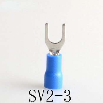 SV2-3 50PCS Жълт назъбен конектор за кабелна тел, назъбена предварително изолираща вилка, лопата 16~14AWG клеми за кримпване на проводник SV2-3 SV