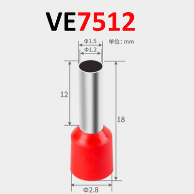 50 db VE sorozatú szigetelt sorkapocs kábelvég krimpelő hüvely kivezetés kábel vezeték csatlakozó elektromos cső csatlakozók