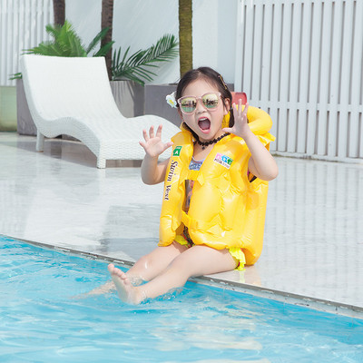 3-10 възраст детска надуваема спасителна жилетка Бебешко плувно яке Плавателност PVC плувки дете се учи да плува безопасна спасителна жилетка с лодка