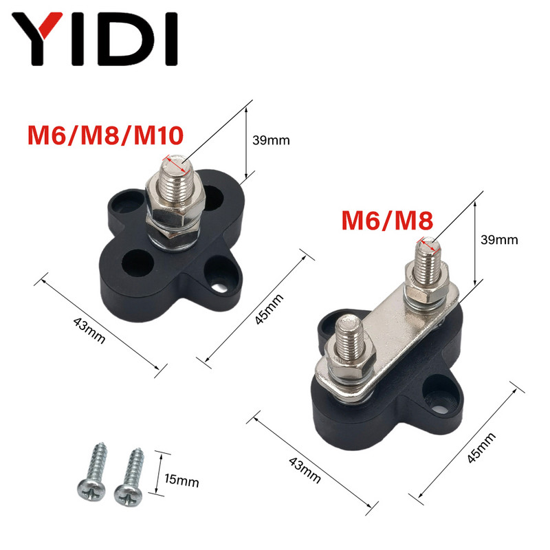 M6/M8/M10 Junction Terminal Block Stud Bus Bar Heavy Duty Battery Power Distribution DC 48V Sabirnica Crvena/Crna Automobilska RV Boat