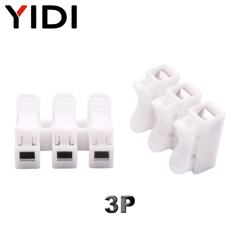 10tk/partii 2P 3P Mini Push Quick Splice Lock Cable Wire Connector Valge CH2 CH3 Elektrilise vedruklambri ühendusklemmiplokk