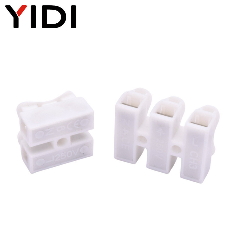 10tk/partii 2P 3P Mini Push Quick Splice Lock Cable Wire Connector Valge CH2 CH3 Elektrilise vedruklambri ühendusklemmiplokk
