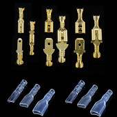 100 tk kuldne 2,8 mm 4,8 mm 6,3 mm isoleeritud traadi pistik isoleeritud või emane pistiku pressimise klemm läbipaistev ümbris kotis