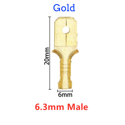 100 tk kuldne 2,8 mm 4,8 mm 6,3 mm isoleeritud traadi pistik isoleeritud või emane pistiku pressimise klemm läbipaistev ümbris kotis