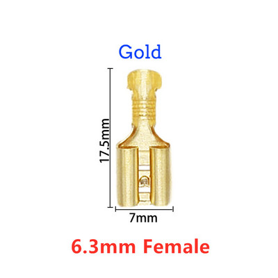 100 tk kuldne 2,8 mm 4,8 mm 6,3 mm isoleeritud traadi pistik isoleeritud või emane pistiku pressimise klemm läbipaistev ümbris kotis
