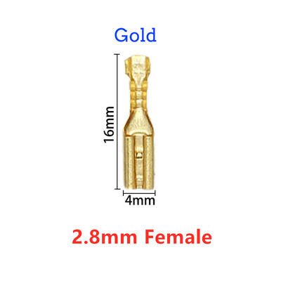 100 tk kuldne 2,8 mm 4,8 mm 6,3 mm isoleeritud traadi pistik isoleeritud või emane pistiku pressimise klemm läbipaistev ümbris kotis