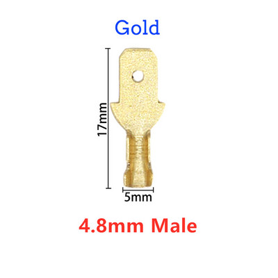 100 tk kuldne 2,8 mm 4,8 mm 6,3 mm isoleeritud traadi pistik isoleeritud või emane pistiku pressimise klemm läbipaistev ümbris kotis