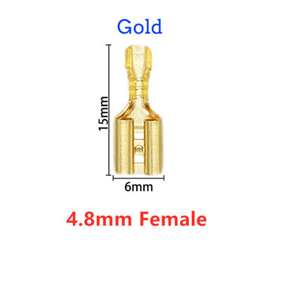 100 tk kuldne 2,8 mm 4,8 mm 6,3 mm isoleeritud traadi pistik isoleeritud või emane pistiku pressimise klemm läbipaistev ümbris kotis