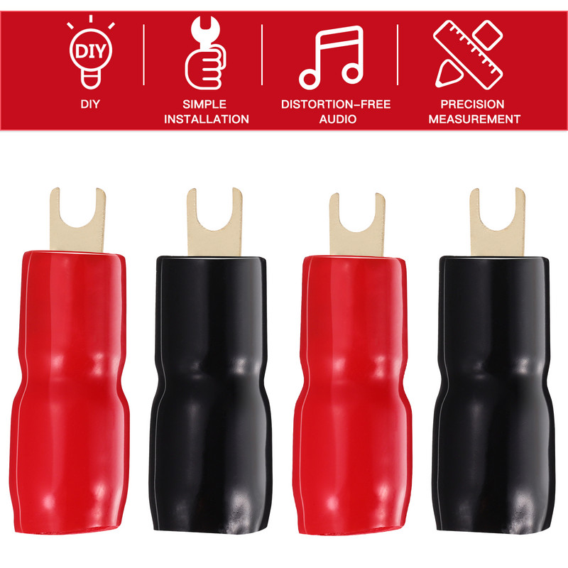 Wakauto 2 para A0326 0 Bakreni pozlaćeni priključci 0 Gauge Strip Spade Terminal Bakreni pozlaćeni konektori 0GA Crimp Barrier Spades Utikači za zvučnik