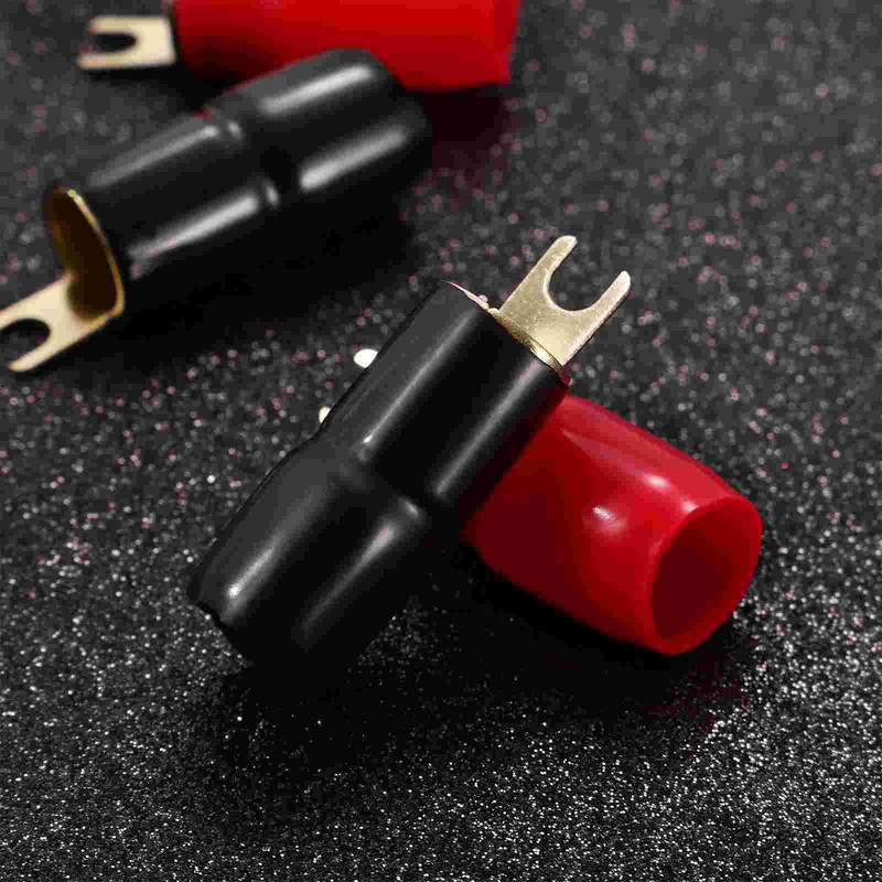 Wakauto 2 para A0326 0 Bakreni pozlaćeni priključci 0 Gauge Strip Spade Terminal Bakreni pozlaćeni konektori 0GA Crimp Barrier Spades Utikači za zvučnik