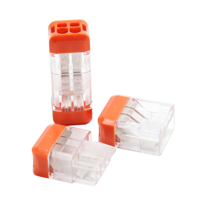 28-14AWG praktiline klemmiplokk 24A 250 V juht Kiire elektrikaabli juhtmeühendus Kompaktne kodu isetegemise klamber Vastupidav sisselükkamine