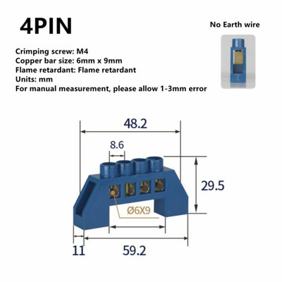 Sinine roheline nulljoon 4 kontaktiga 6 kontaktiga 8 kontaktiga 10 kontaktiga 12 kontaktiga messingkruviga maandussilla klemmiploki pistik maandus ja neutraalne