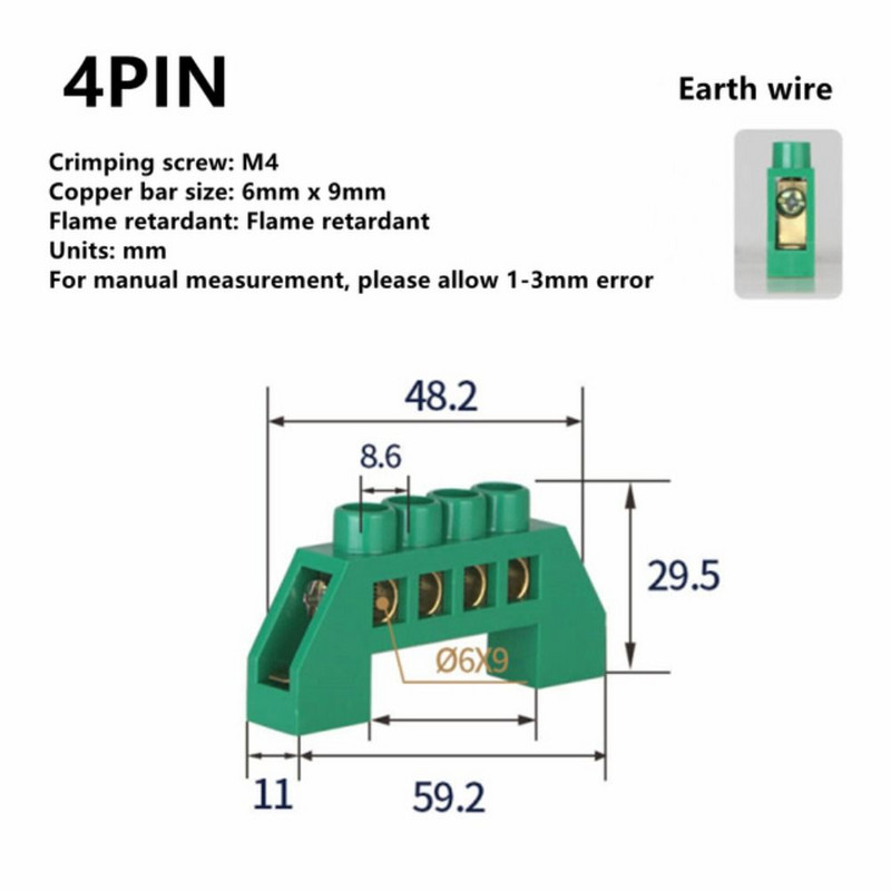 Sinine roheline nulljoon 4 kontaktiga 6 kontaktiga 8 kontaktiga 10 kontaktiga 12 kontaktiga messingkruviga maandussilla klemmiploki pistik maandus ja neutraalne