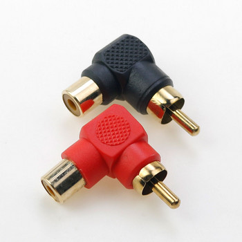 2 τμχ κόκκινο μαύρο 90 μοιρών M/F RCA Audio RCA RCA Adapter αρσενικό σε θηλυκό AV RCA Plug Extender Μετατροπή