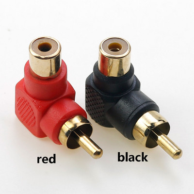 2Pcs червен черен 90 градуса M/F RCA аудио прав ъгъл RCA мъжки към женски адаптер AV RCA Plug Extender Converte