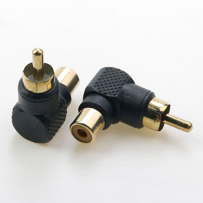2 vnt. raudonos juodos spalvos 90 laipsnių M/F RCA garso dešiniojo kampo RCA adapteris AV RCA kištuko ilgintuvas konvertuoti