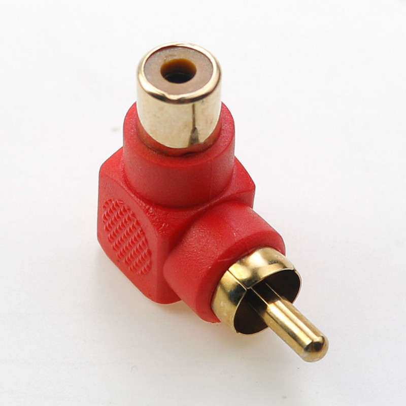 2 vnt. raudonos juodos spalvos 90 laipsnių M/F RCA garso dešiniojo kampo RCA adapteris AV RCA kištuko ilgintuvas konvertuoti