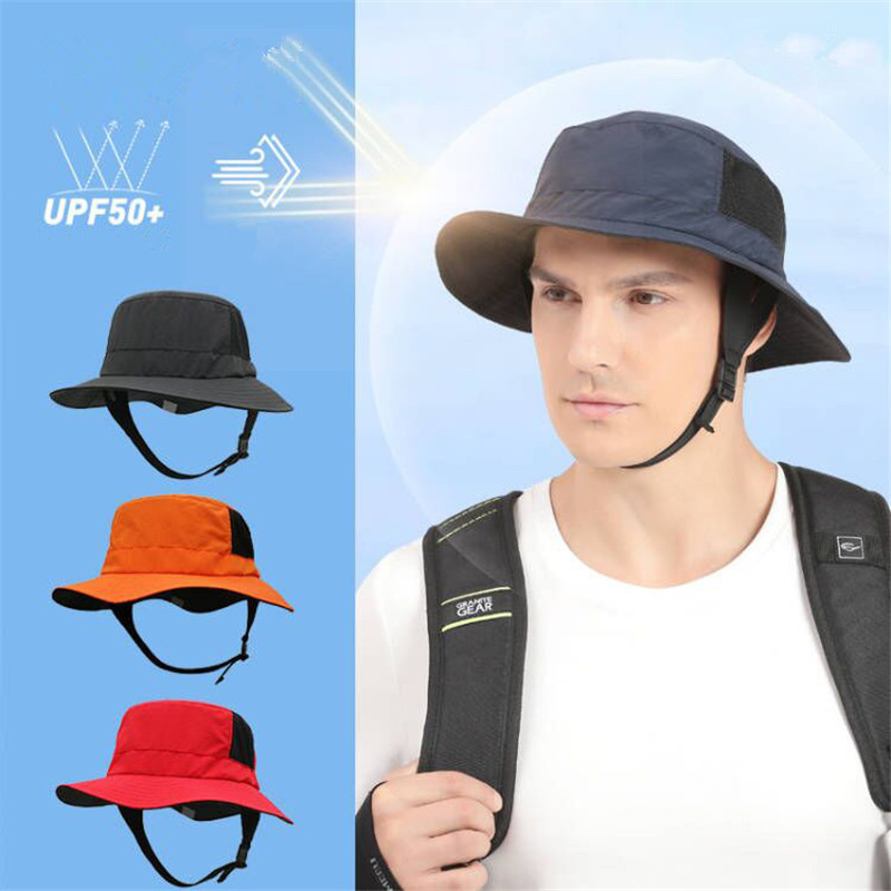 Kapa za surfanje na plaži Mrežasti prozračni šešir za sunčanje UPF50+ Ljetni pojas za pecanje na otvorenom Podbradak Podesivi šešir za vodene sportove Unisex jednobojni