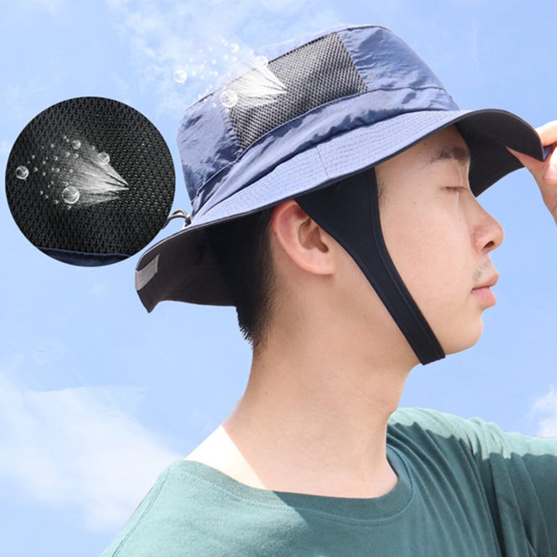 Kapa za surfanje na plaži Mrežasti prozračni šešir za sunčanje UPF50+ Ljetni pojas za pecanje na otvorenom Podbradak Podesivi šešir za vodene sportove Unisex jednobojni
