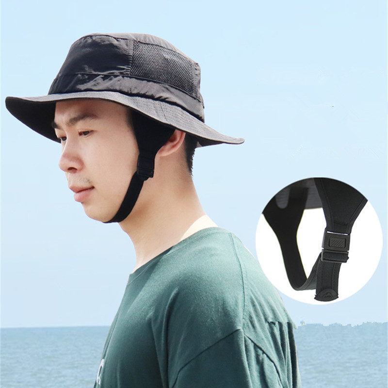 Kapa za surfanje na plaži Mrežasti prozračni šešir za sunčanje UPF50+ Ljetni pojas za pecanje na otvorenom Podbradak Podesivi šešir za vodene sportove Unisex jednobojni