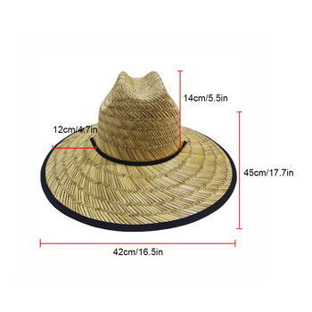 Плажна шапка от пшенична слама, лятна мъжка, дамска слънцезащитена регулируема ръчно изработена плетена външна шапка за къмпинг, подарък