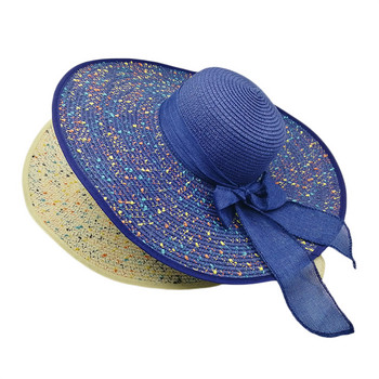 2022 Нови модни слънчеви шапки за жени Момичета с широка периферия сламена шапка с лятна бохемска плажна шапка с панделка и щампа с лента
