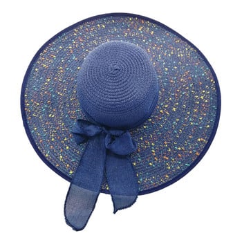 2022 Νέα μόδα καπέλα για τον ήλιο για γυναίκες κορίτσια Φαρδύ γείσο ψάθινο καπέλο καλοκαιρινό παπιγιόν Καπέλο εκτύπωσης με κορδέλα παραλίας Bohemia