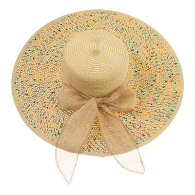 Pălării de soare la modă nouă 2022, pentru femei, fete, cu boruri largi, pălărie de paie, cu bowknot, boemia, șapcă de plajă, pălărie cu imprimare cu panglică