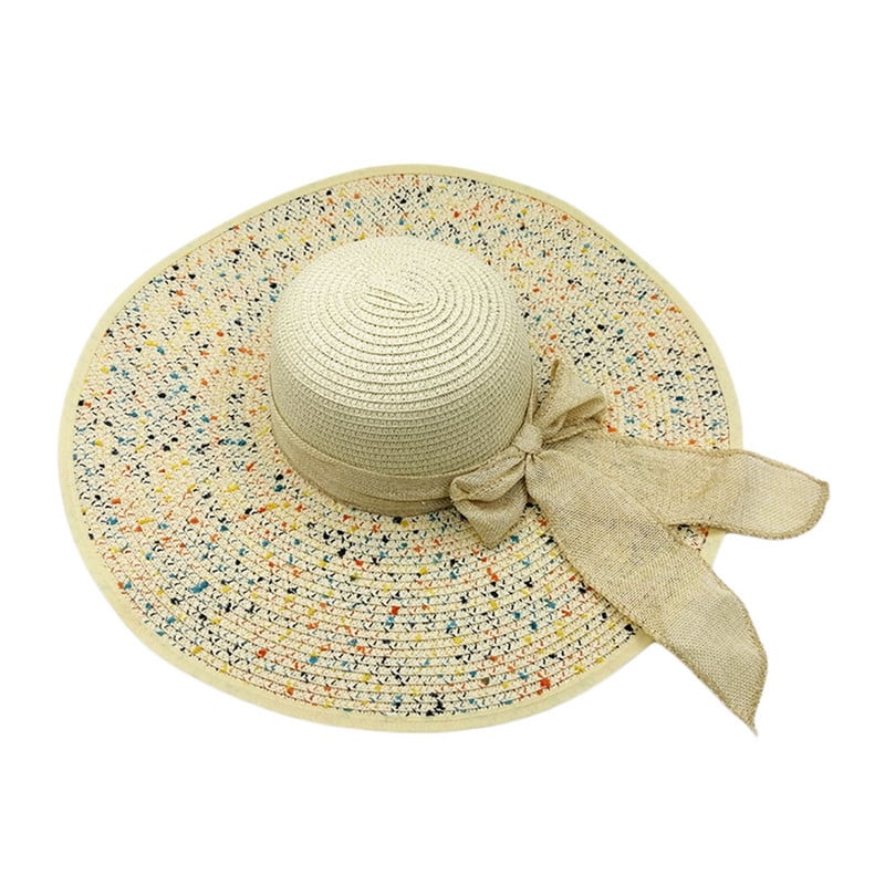 Pălării de soare la modă nouă 2022, pentru femei, fete, cu boruri largi, pălărie de paie, cu bowknot, boemia, șapcă de plajă, pălărie cu imprimare cu panglică