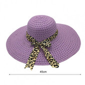 Kaunis rannamüts Võluv kokkupandav päikeseõlgkübar Leopard Bow Decor Magus rannamüts