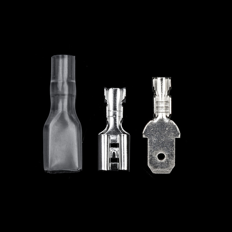 200Pcs/παρτίδα 2,8/4,8/6,3mm Συνδετήρες καλωδίων Ποικιλία κιτ Crimp Τερματικά θηλυκού/αρσενικού φτυαριού με διαφανή μονωτικά μανίκια