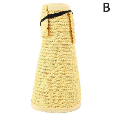 Suvine naiste rullitav päikesesirm laia äärega päikesevari õlgedest kokkupandav pakendatav UV-kaitse kork rannareisi jaoks Kapoti päikesemüts