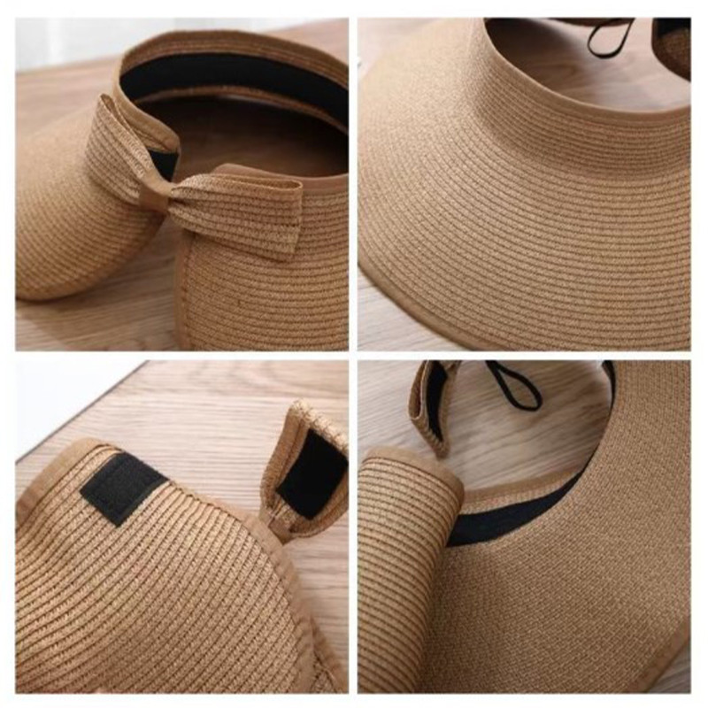 Suvine naiste rullitav päikesesirm laia äärega päikesevari õlgedest kokkupandav pakendatav UV-kaitse kork rannareisi jaoks Kapoti päikesemüts