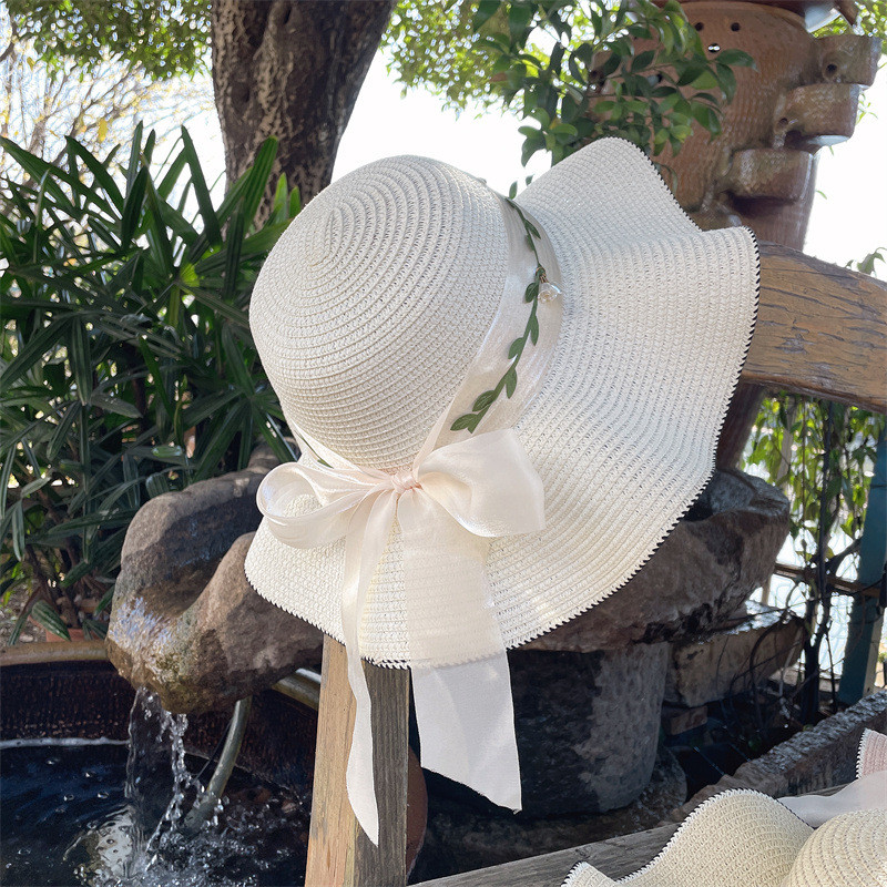 Modni novi šešir za sunčanje 2023. Šešir s vrpcom i mašnom Dekoracija Šešir za odrasle Krema za sunčanje Suncobran Šešir za plažu Ljetni veliki obod Elegantni tkani šešir