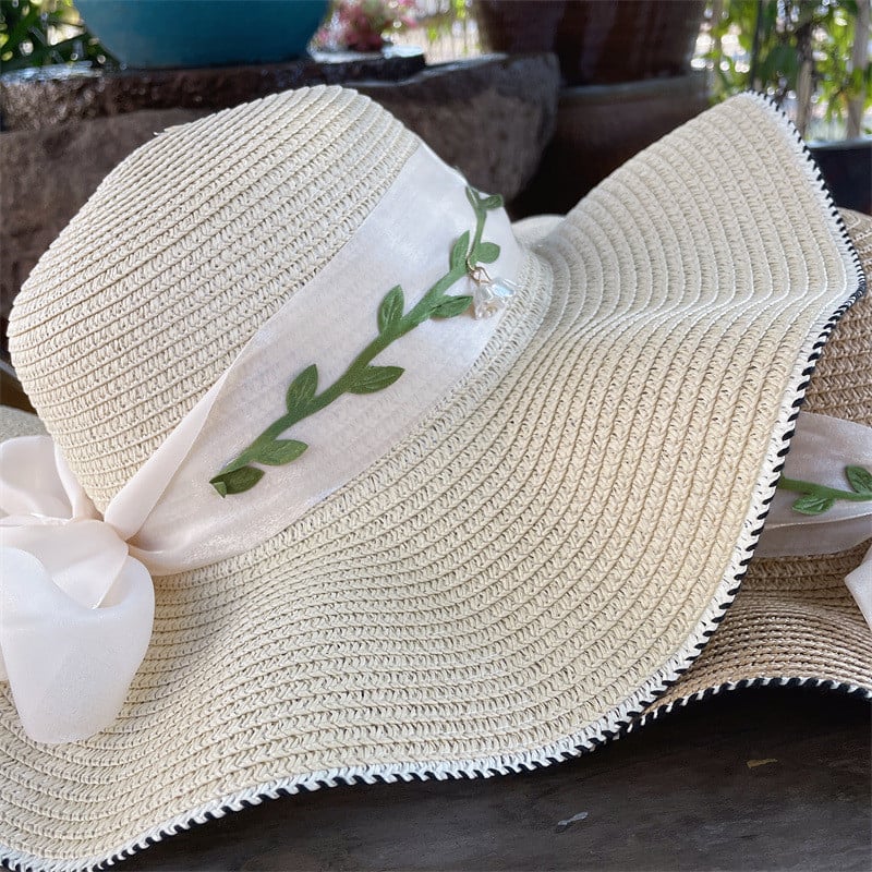 Modni novi šešir za sunčanje 2023. Šešir s vrpcom i mašnom Dekoracija Šešir za odrasle Krema za sunčanje Suncobran Šešir za plažu Ljetni veliki obod Elegantni tkani šešir