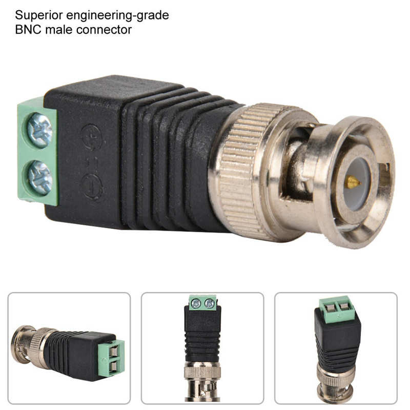Metallist BNC-pistik koos alalisvoolupistikuga, kruviklemmiga UTP videobalun CCTV-seirekaamera CCTV-süsteemi jaoks