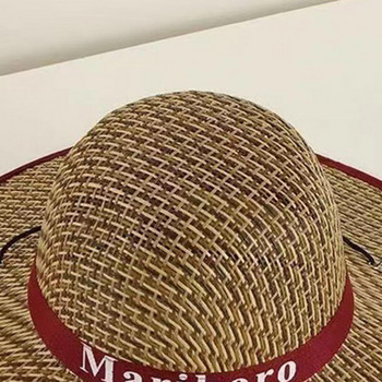Χειροποίητο ψάθινο καπέλο Ψάθινο καπέλο Κλείσιμο με καπέλο δυτικού καουμπόι με στρογγυλό θόλο Άνετο Γυναικείο Καλοκαιρινό Καπέλο Παραλίας για Εξωτερικό Καπέλο