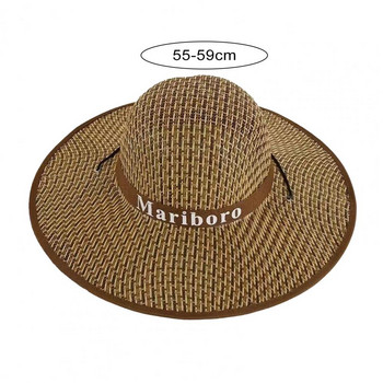 Ръчно изработена сламена шапка Закопчаване със сламена връзка Западна каубойска шапка с кръгъл купол Удобна дамска лятна плажна слънчева шапка Доставка на открито