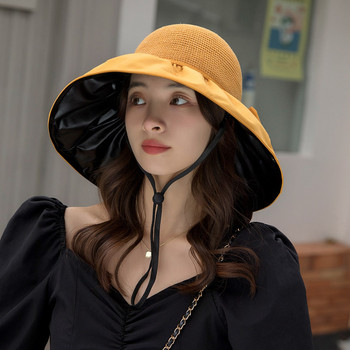 Дамска лятна слънцезащитна шапка, сгъваема шапка с голяма периферия, защита срещу ултравиолетови лъчи, защита на лицето, дамска плажна шапка за туризъм на открито
