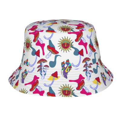 Ämbrikübar Psühhedeelsed võluseened 80ndate 90ndate kummist pardi lehmaleht Pakendatav lai rand päikesekalur meestele ja naistele