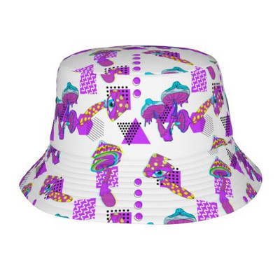 Ämbrikübar Psühhedeelsed võluseened 80ndate 90ndate kummist pardi lehmaleht Pakendatav lai rand päikesekalur meestele ja naistele